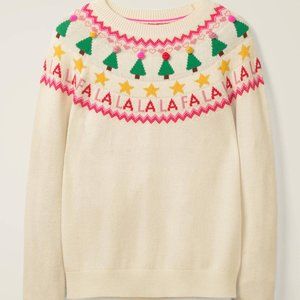 Boden Festive Sweater - Small Fa la la la la